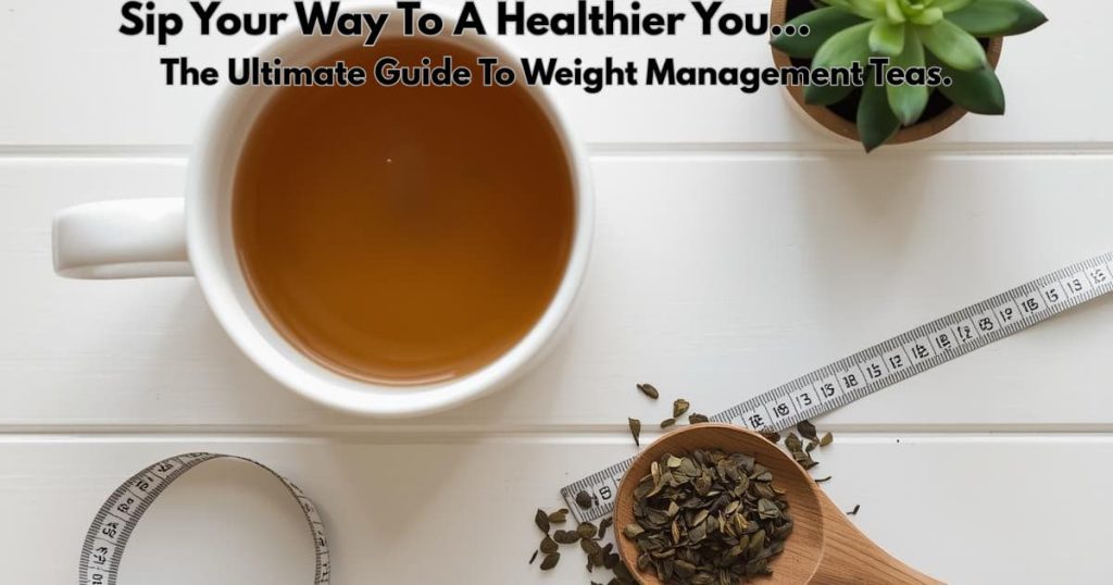 Natural weight loss tea concept featuring a warm cup of wellness tea and a measuring tape, symbolizing healthy weight management and a balanced lifestyle.